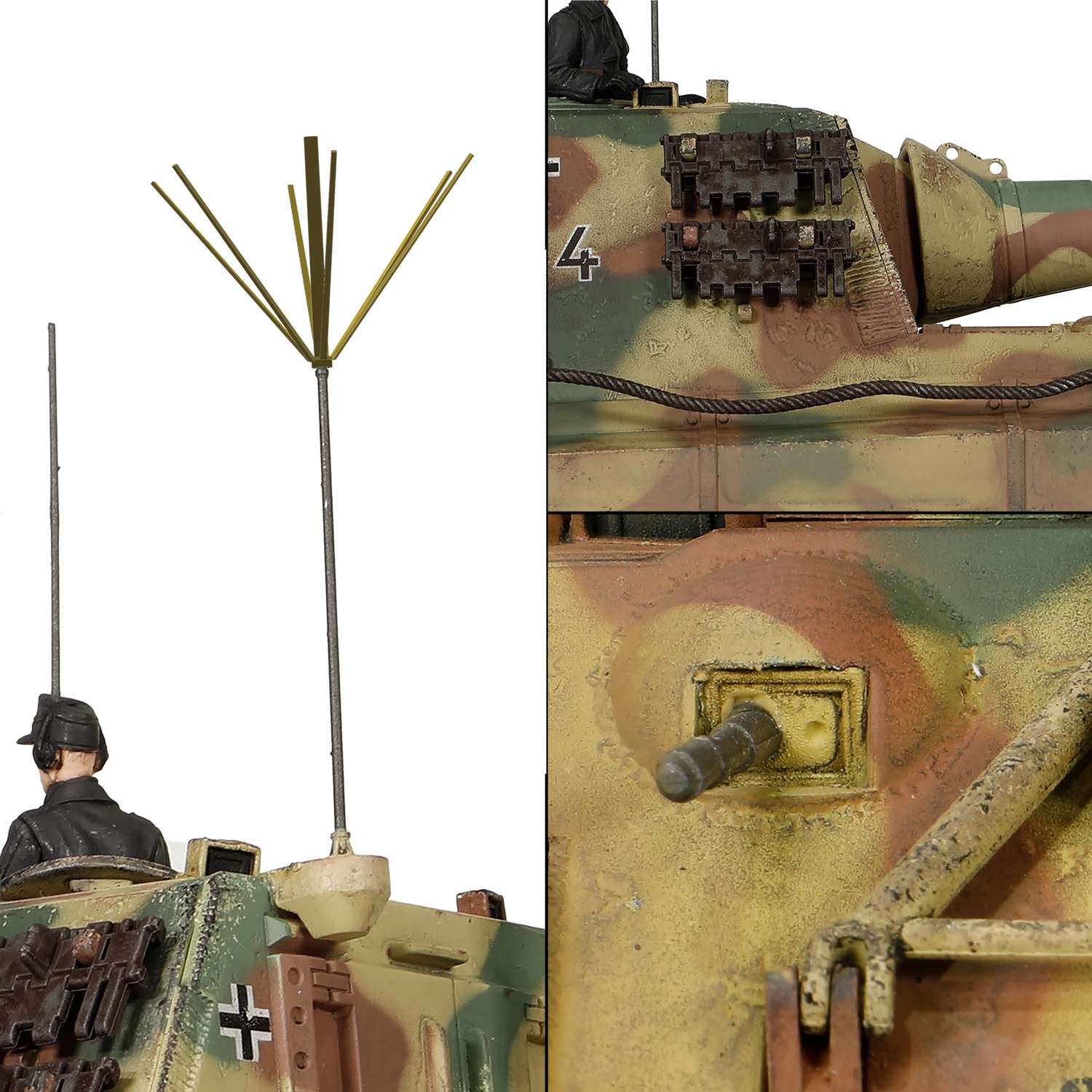 Highly Details Photo-etched antenna, Spare track chain & Hull Gun 