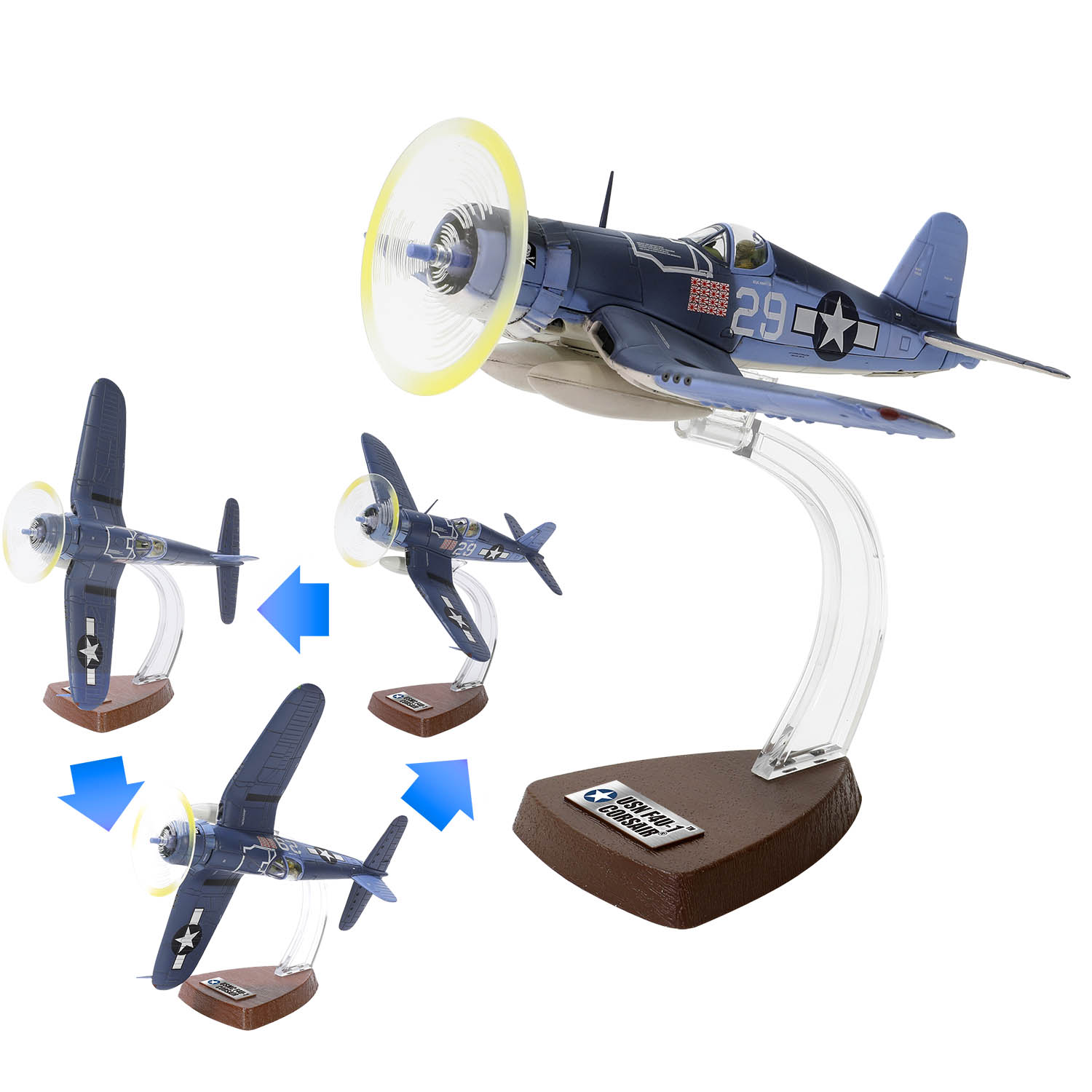 Authentic display stand with clockwise/counterclockwise tilt